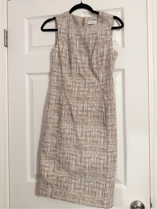 Calvin Klein Dresses & Skirts - Calvin Klein Beige and White Patterned Sheath Dress